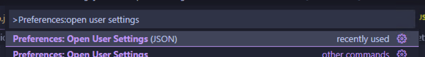 Preferences: open User settings(JSON)